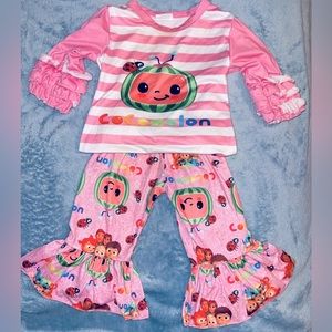 Cocomelon pink and white outfit set.